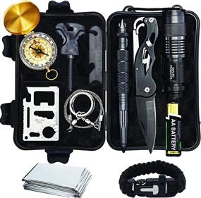 img 4 attached to 🔧 Ultimate 12-in-1 Outdoor Emergency Survival Kit with Paracord Bracelet, Compact Knife, Multitool, Compass, and Hard Shell Case - Includes Batteries