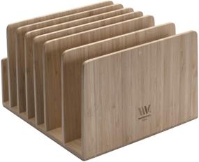 img 2 attached to 📚 Organize Your Devices with MobileVision Bamboo: 7 Slot Organizer for Smartphones, Tablets, and Laptops, including Extra Wide Slots for Laptops.