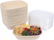 🌱 jayeey 35oz disposable bowls with pp lids: biodegradable paper bowls, microwave safe - 50 pack - convenience meets eco-friendly solution logo