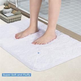 img 3 attached to 🛁 Lifewit Bathroom Rug Bath Mat 32"x20" - Non-Slip Soft Shower Rug - Plush Microfiber - Water Absorbent Thick Shaggy Floor Mats - Machine Washable - White