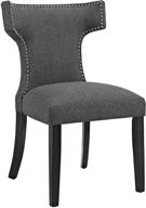 modway curve mid-century modern gray upholstered chair with nailhead trim - elegant grey accent piece logo