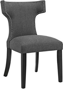 img 3 attached to Modway Curve Mid-Century Modern Gray Upholstered Chair with Nailhead Trim - Elegant Grey Accent Piece