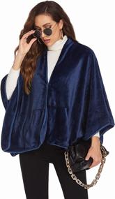 img 4 attached to 🧥 Stylish Cardigan Sweater Coat for Fall Winter - Ekouaer Women's Shawls and Wraps featuring Open Front Poncho Cape Design with Spacious Pockets