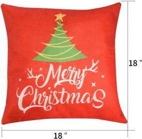 img 2 attached to 🎄 Set of 4 Christmas Pillow Cover Decorations - 18"x18" Cotton Linen Decorative Couch Pillow Cases for Sofa, Couch, Bed, and Car - Red