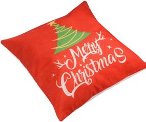 img 1 attached to 🎄 Set of 4 Christmas Pillow Cover Decorations - 18"x18" Cotton Linen Decorative Couch Pillow Cases for Sofa, Couch, Bed, and Car - Red