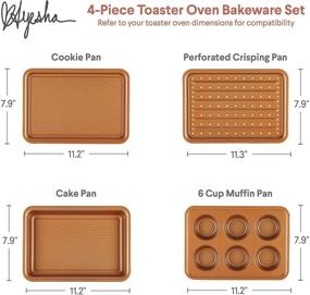 img 3 attached to 🍞 Ayesha Curry Copper Brown Toaster Oven Bakeware Set - Nonstick Baking Pan, Cookie Sheet, Muffin Pan, Cupcake Pan - 4 Piece