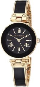 img 2 attached to 🌟 Anne Klein Women's Premium Crystal Accent Gold-Tone and Black Bangle Watch Set, AK/3374BKST