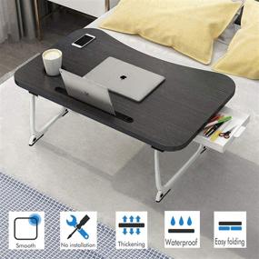 img 2 attached to Portable Lap Table with Beverage Holder and Storage Drawer - Foldable Lap Bed Tray for Work, Study, and Home Use