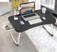 portable lap table with beverage holder and storage drawer - foldable lap bed tray for work, study, and home use logo