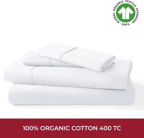 img 3 attached to 🛏️ Mellanni Full Bed Sheets in Organic Cotton - 400 Thread Count, 4-Piece White Sheet Set for Full Size Bed - Fits 16" Deep Full Size Mattress (Full, White)