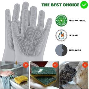 img 1 attached to 🧤 Highly Durable Silicone Dishwashing Gloves Magic Wash Scrubber, 260g for a Pair