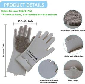 img 2 attached to 🧤 Highly Durable Silicone Dishwashing Gloves Magic Wash Scrubber, 260g for a Pair