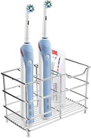 img 3 attached to Chrome Stainless Steel Rustproof Electric Toothbrush Holder Stand with Multi-Functional 5 Slots for Bathroom Toothpaste Holder - Amazer