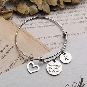 img 3 attached to Empowering Initial Bracelet Keychain - She Believed She Could, So She Did - Inspirational Jewelry - Graduation Gift 2020 2021