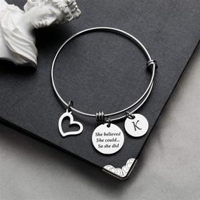 img 1 attached to Empowering Initial Bracelet Keychain - She Believed She Could, So She Did - Inspirational Jewelry - Graduation Gift 2020 2021