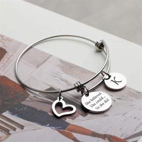 img 2 attached to Empowering Initial Bracelet Keychain - She Believed She Could, So She Did - Inspirational Jewelry - Graduation Gift 2020 2021