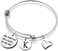 empowering initial bracelet keychain - she believed she could, so she did - inspirational jewelry - graduation gift 2020 2021 logo