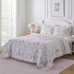 img 2 attached to 🌸 Upgrade Your Bedroom with Laura Ashley Home's Breezy Floral Collection - Reversible Lightweight Cotton Bedding, Pre-Washed for Extra Softness, Queen Size in Pink/Green