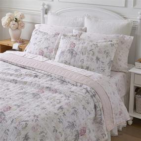 img 1 attached to 🌸 Upgrade Your Bedroom with Laura Ashley Home's Breezy Floral Collection - Reversible Lightweight Cotton Bedding, Pre-Washed for Extra Softness, Queen Size in Pink/Green