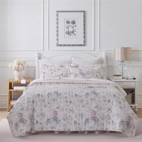 img 4 attached to 🌸 Upgrade Your Bedroom with Laura Ashley Home's Breezy Floral Collection - Reversible Lightweight Cotton Bedding, Pre-Washed for Extra Softness, Queen Size in Pink/Green