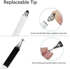 img 2 attached to 🖊️ 2 Pcs Stylus Pens for Touch Screens - Capacitive Sensitivity, 2-in-1 Stylish Pencils for iPad iPhone Tablets & More (Black/White)