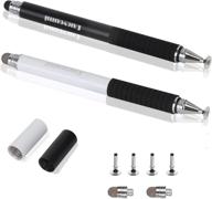 🖊️ 2 pcs stylus pens for touch screens - capacitive sensitivity, 2-in-1 stylish pencils for ipad iphone tablets & more (black/white) logo