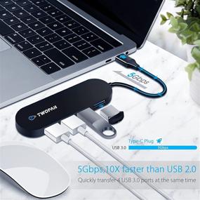 img 3 attached to 💻 TWOPAN Ультратонкий USB C к USB 3.0 Хаб - 4 порта Мультипорт USB адаптер для ноутбуков - Тип C к USB адаптер с высокой скоростью - Мини USB хаб для MacBook Pro/Mini/Air, XPS, Yoga, EliteBook, Chromebook