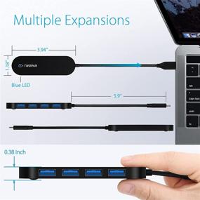 img 2 attached to 💻 TWOPAN Ультратонкий USB C к USB 3.0 Хаб - 4 порта Мультипорт USB адаптер для ноутбуков - Тип C к USB адаптер с высокой скоростью - Мини USB хаб для MacBook Pro/Mini/Air, XPS, Yoga, EliteBook, Chromebook