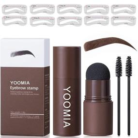 img 4 attached to 👁️ "Enhance Your Brows with the Waterproof Dark Brown Eyebrow Stamp Stencil Kit & Hairline Shadow Powder