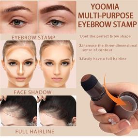 img 1 attached to 👁️ "Enhance Your Brows with the Waterproof Dark Brown Eyebrow Stamp Stencil Kit & Hairline Shadow Powder