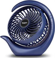 🌀 viniper small rechargeable desk fan - long lasting operation up to 8-24 hours, 3 speeds, 180° rotation - battery powered & usb desk fan - portable, small yet powerful for home/office/travel - blue logo