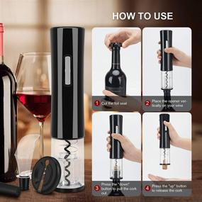 img 2 attached to SENZER Electric Wine Opener Set with LED Light, Foil Cutter, Vacuum Stoppers, 4-in-1 Aerator and Pourer - Reusable Corkscrew Gift Set for Kitchen, Bar, Restaurant - Black