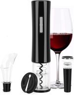 senzer electric wine opener set with led light, foil cutter, vacuum stoppers, 4-in-1 aerator and pourer - reusable corkscrew gift set for kitchen, bar, restaurant - black логотип