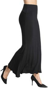 img 3 attached to 💙 I Love SIA Plus Size Floor Length Maxi Skirt with High Waist and Fold-Over Design for Women