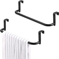 🧻 strong steel towel bar rack for kitchen cabinets - metal towel holder for inside or outside doors, perfect for home kitchen, bathroom - ideal for hand towels, dish towels, and tea towels (2 pack, black) logo