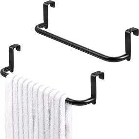 img 4 attached to 🧻 Strong Steel Towel Bar Rack for Kitchen Cabinets - Metal Towel Holder for Inside or Outside Doors, Perfect for Home Kitchen, Bathroom - Ideal for Hand Towels, Dish Towels, and Tea Towels (2 Pack, Black)