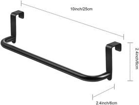 img 3 attached to 🧻 Strong Steel Towel Bar Rack for Kitchen Cabinets - Metal Towel Holder for Inside or Outside Doors, Perfect for Home Kitchen, Bathroom - Ideal for Hand Towels, Dish Towels, and Tea Towels (2 Pack, Black)