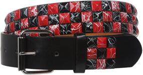 img 3 attached to 🔴 Snap-On 1.5-Inch Checkerboard Punk Rock Studded Belt in Red and Black