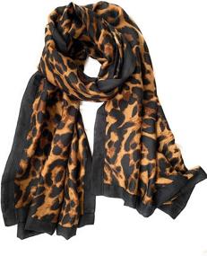 img 4 attached to 🐆 Bellaselah Women's Soft Leopard Print Scarf - Wrinkle-Free, 70”x35”, Brown and Black Shades