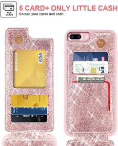 img 3 attached to 🌸 Rose Gold iPhone 8 Plus & iPhone 7 Plus Wallet Case - ZVE Slim Leather Shockproof Credit Card Holder Slot Protective Handbag Case, 5.5 inch