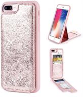 🌸 rose gold iphone 8 plus & iphone 7 plus wallet case - zve slim leather shockproof credit card holder slot protective handbag case, 5.5 inch logo