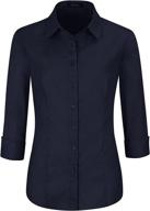 👚 ezen women's slim-fit button down office shirt blouse, stretchy long sleeve, for formal or casual wear логотип