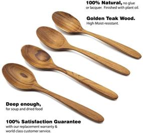 img 3 attached to FAAY 4 Pcs Teak Wooden Spoons: High Moist-Resistance, Handcrafted 8 Inch Wood Soup Spoons for Healthy Eating