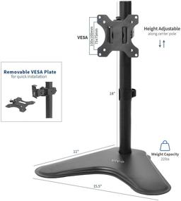 img 2 attached to 🖥️ Один мониторный стенд VIVO - регулируемая высота, наклон, поворот | Напольное крепление из стали VESA для экранов от 13 до 32 дюймов - STAND-V001H