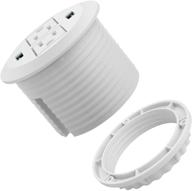 💡 3 дюйма белая столешница с гнездом для питания: зеленый порт usb, 2 розетки, 2 порта usb, 6,5 футовый кабель. логотип