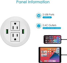 img 1 attached to 💡 3 дюйма Белая столешница с гнездом для питания: Зеленый порт USB, 2 розетки, 2 порта USB, 6,5 футовый кабель.