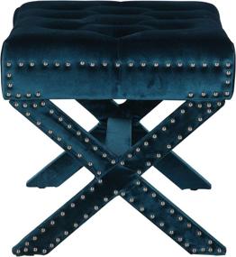 img 3 attached to Updated Neo Traditional Green Velvet X Ottoman by Iconic Home - Polished Nailhead Tufted Design