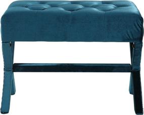 img 2 attached to Updated Neo Traditional Green Velvet X Ottoman by Iconic Home - Polished Nailhead Tufted Design