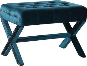 img 1 attached to Updated Neo Traditional Green Velvet X Ottoman by Iconic Home - Polished Nailhead Tufted Design