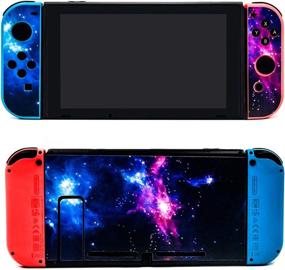 img 1 attached to 🌌 Taifond The Dazzling Galaxy Decals Stickers Set Faceplate Skin, Screen Protector, and Dock Protection Kit for Nintendo Switch Console & Joy-Con Controller